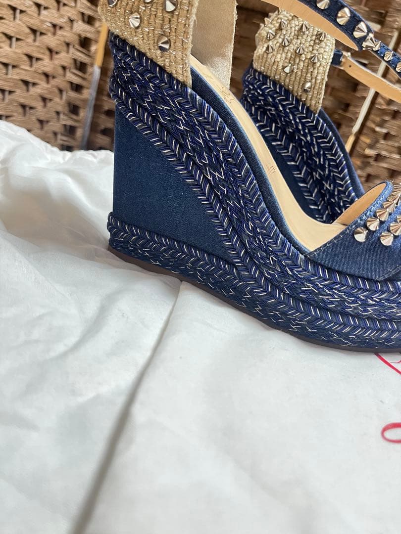 【再】Christian Louboutinデニムサンダル38