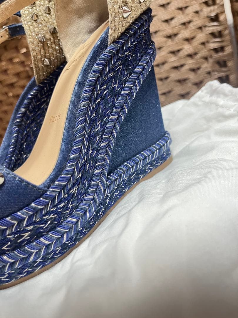 【再】Christian Louboutinデニムサンダル38