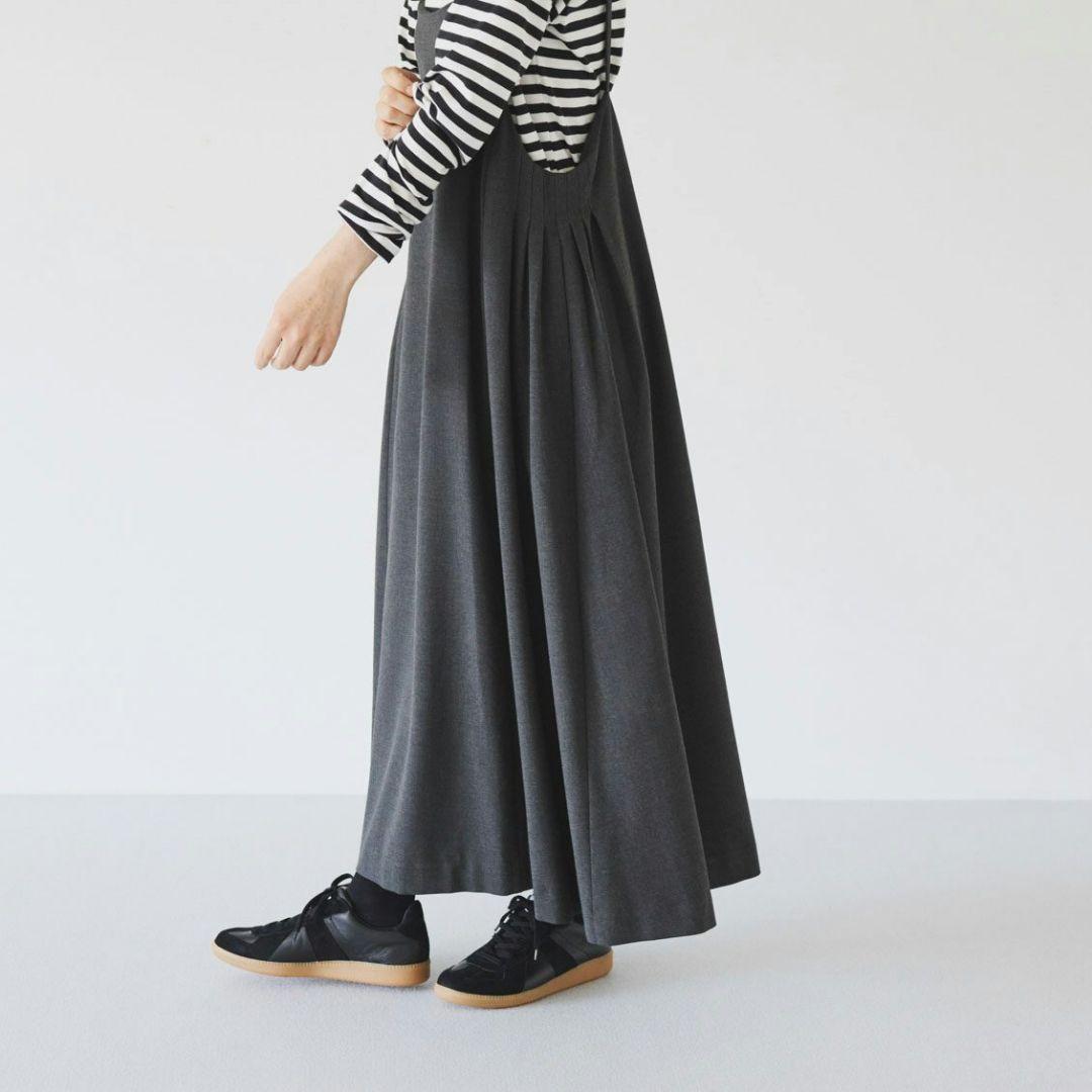 北欧、暮らしの道具店 サイドタックのサロペットスカート チャコール S