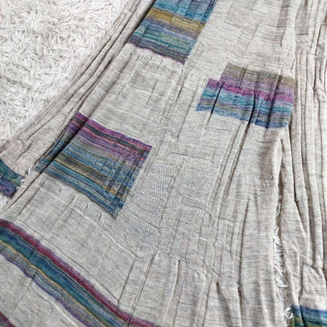 M&KYOKO アルパカ 佐藤繊維マルチカラー 立体感リブニットロングワンピース