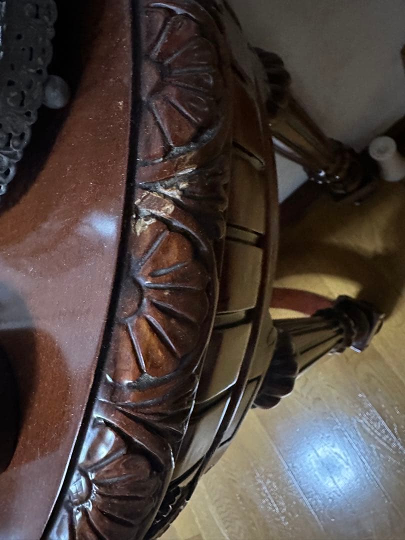 木製彫刻装飾コンソールテーブル 引き出し付き