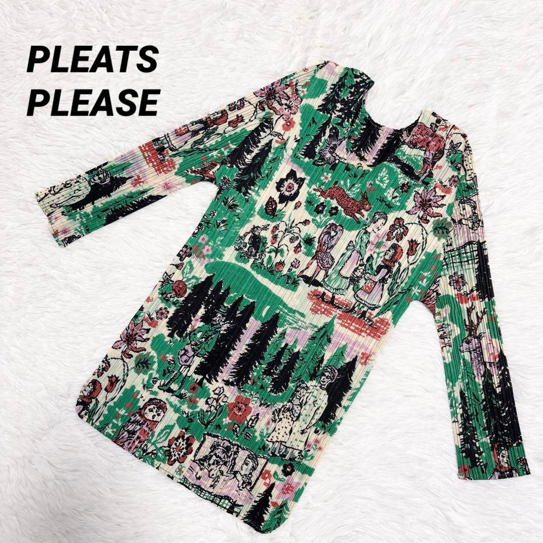 希少　プリーツプリーズ　赤ずきんちゃん　七分袖　マルチカラー　サイズ3