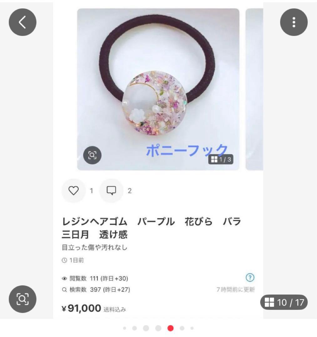 ひまういページ　ポニーフック4点　ヘアゴム 4点