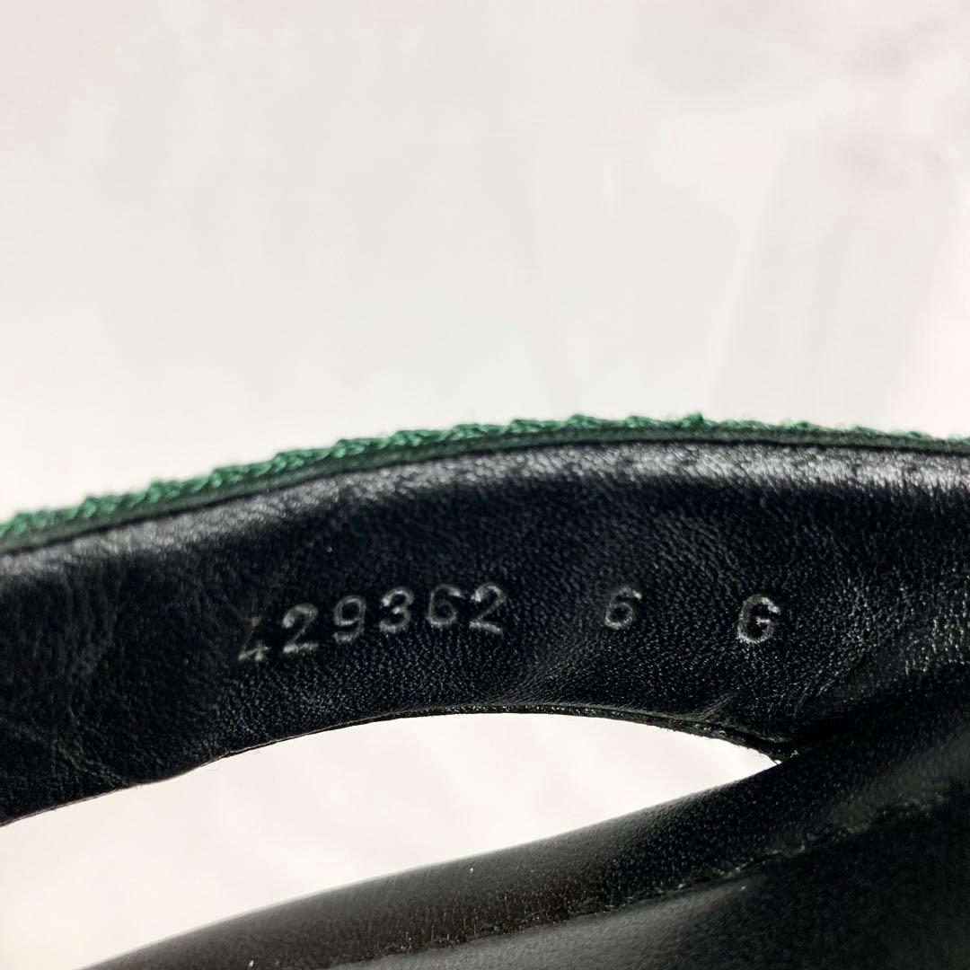 グッチ メンズ トング サンダル 6 シェリーライン GG柄 型押し レザー