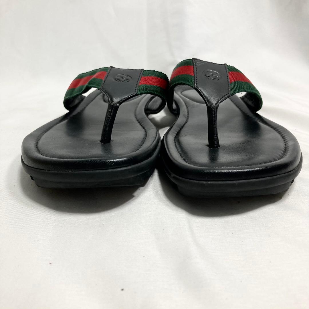 グッチ メンズ トング サンダル 6 シェリーライン GG柄 型押し レザー