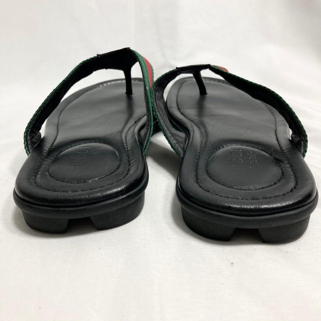 グッチ メンズ トング サンダル 6 シェリーライン GG柄 型押し レザー