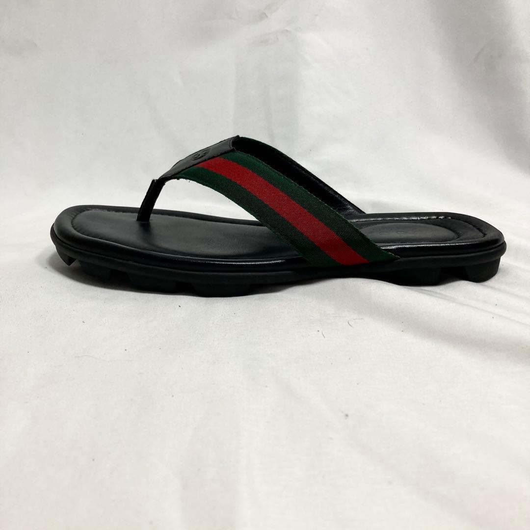 グッチ メンズ トング サンダル 6 シェリーライン GG柄 型押し レザー