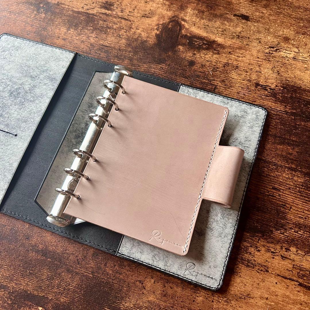 A6サイズ　システム手帳　イタリアンレザー　ハンドメイド