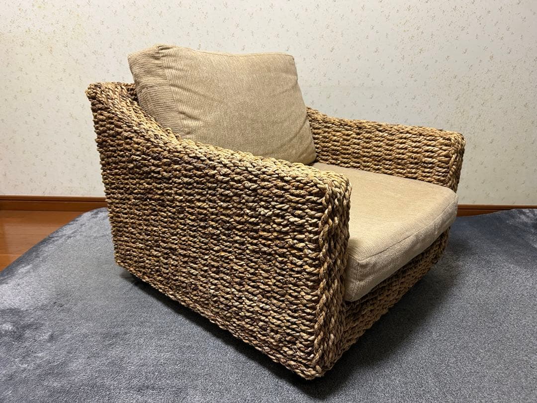 アバカ一人掛けソファ ベージュ