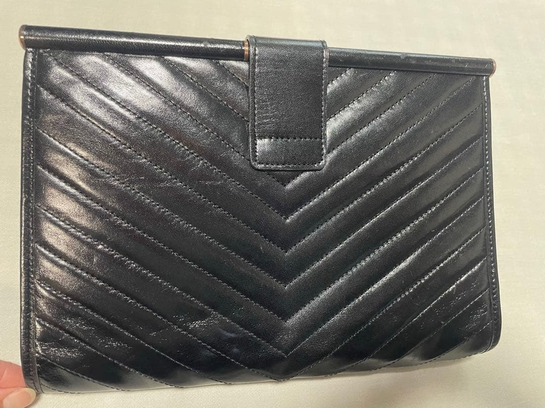 YSL ブラックレザー クラッチバッグ
