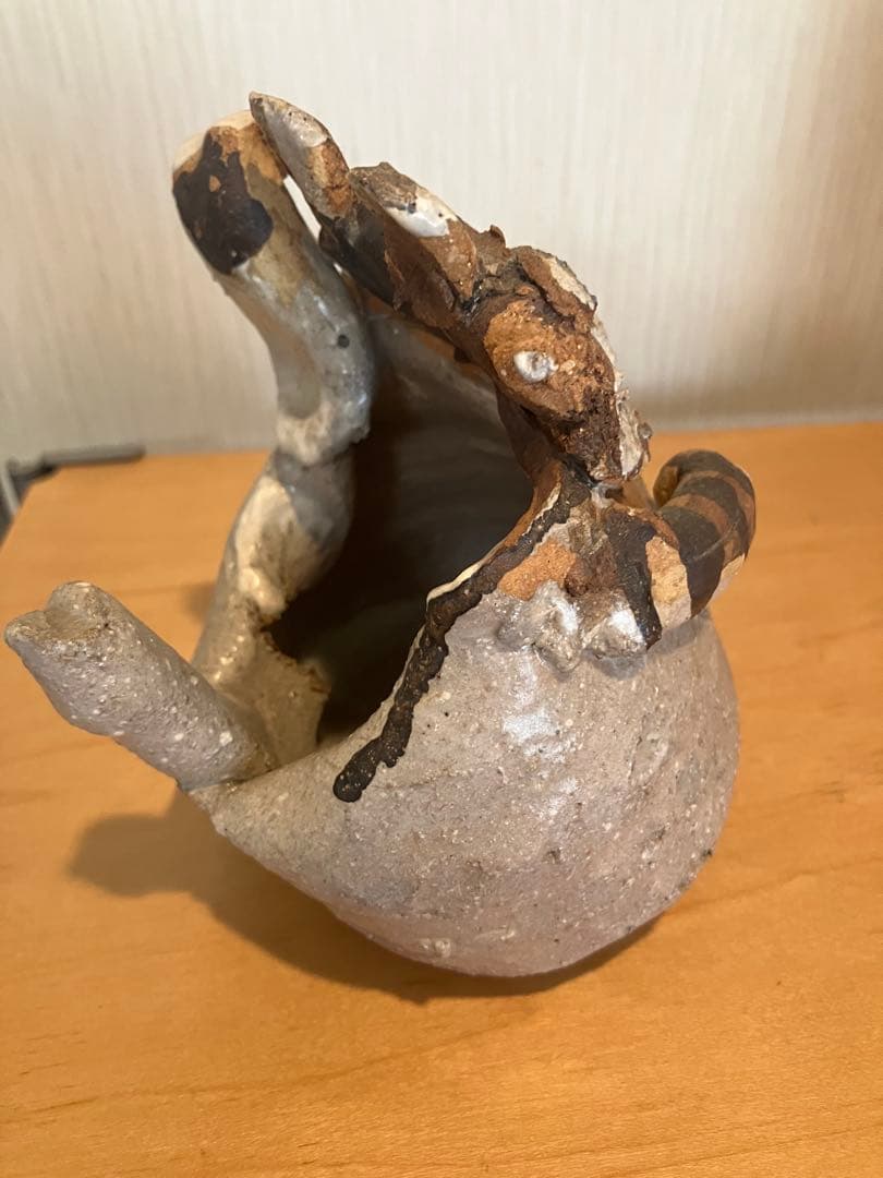 専用　森正　招き猫　左手　陶器オブジェ ユニーク　可愛い