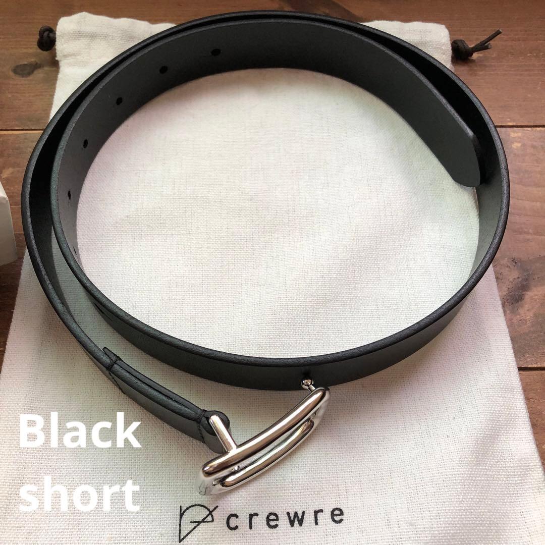 crewre クルーレ ボタンスタッズレザーベルト　ブラック short