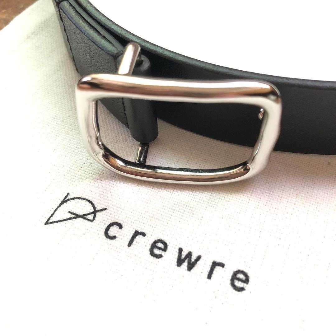 crewre クルーレ ボタンスタッズレザーベルト　ブラック short