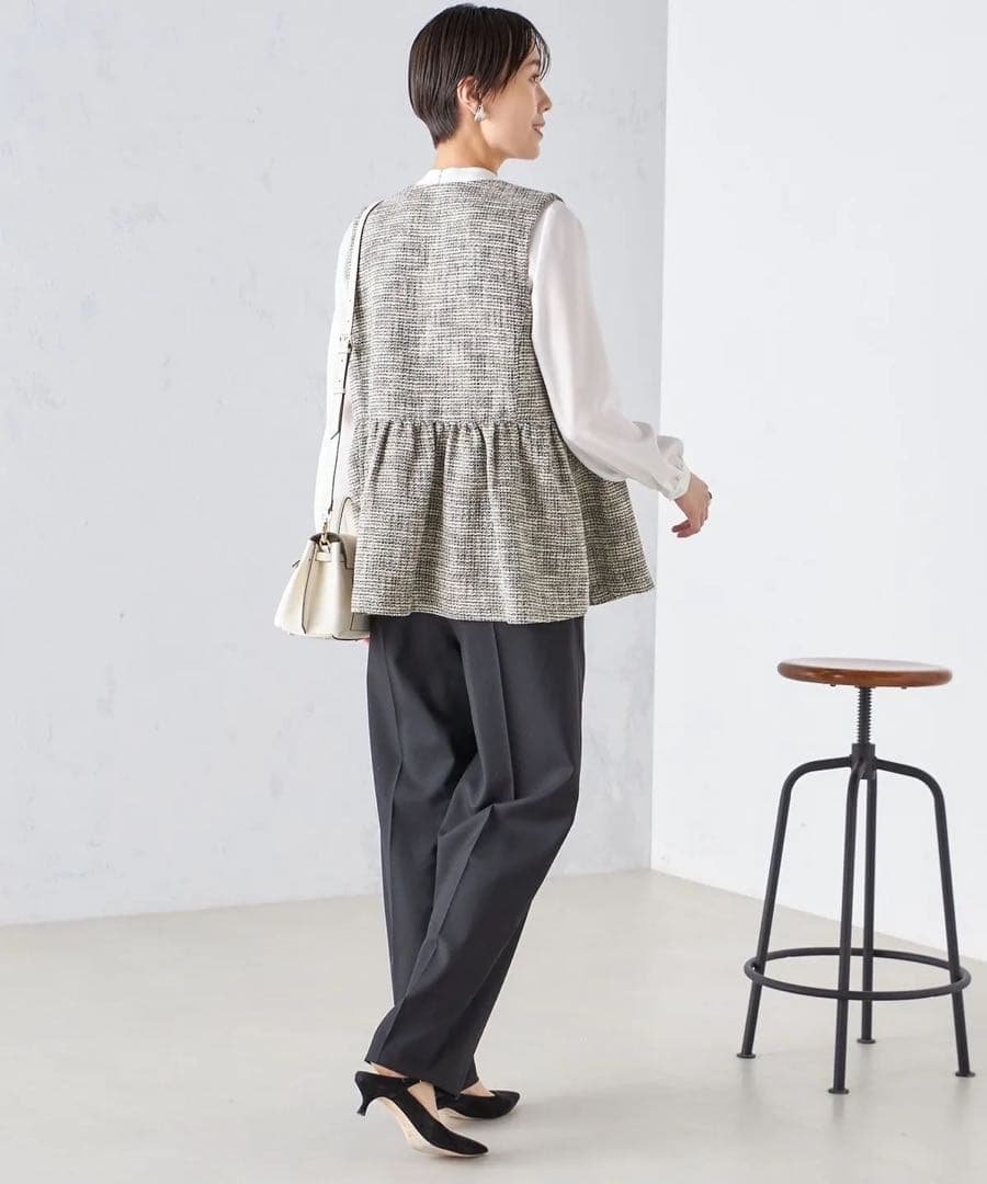 ships スラブ ツイード ジレ25SS パールボタン ベストサイズF