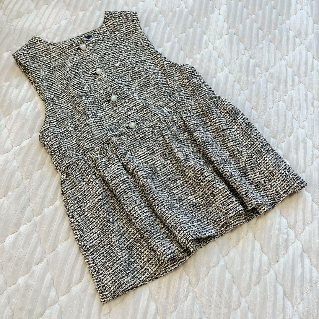 ships スラブ ツイード ジレ25SS パールボタン ベストサイズF