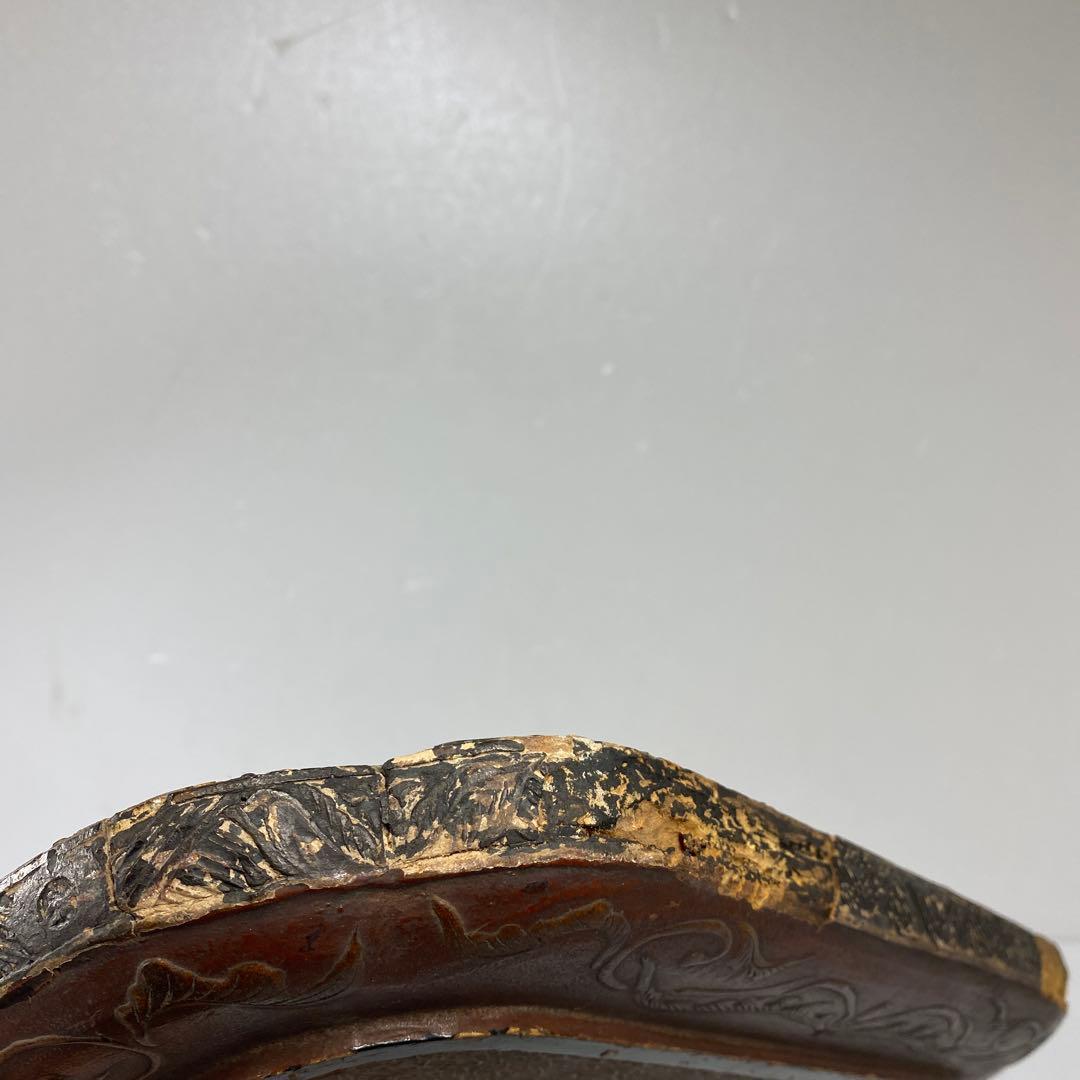 時代　琉球　木彫　盆　33×33㎝　東な7-0304③