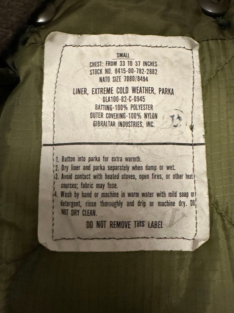 米軍実物 M65 モッズコート フィッシュテール サイズS フルセット