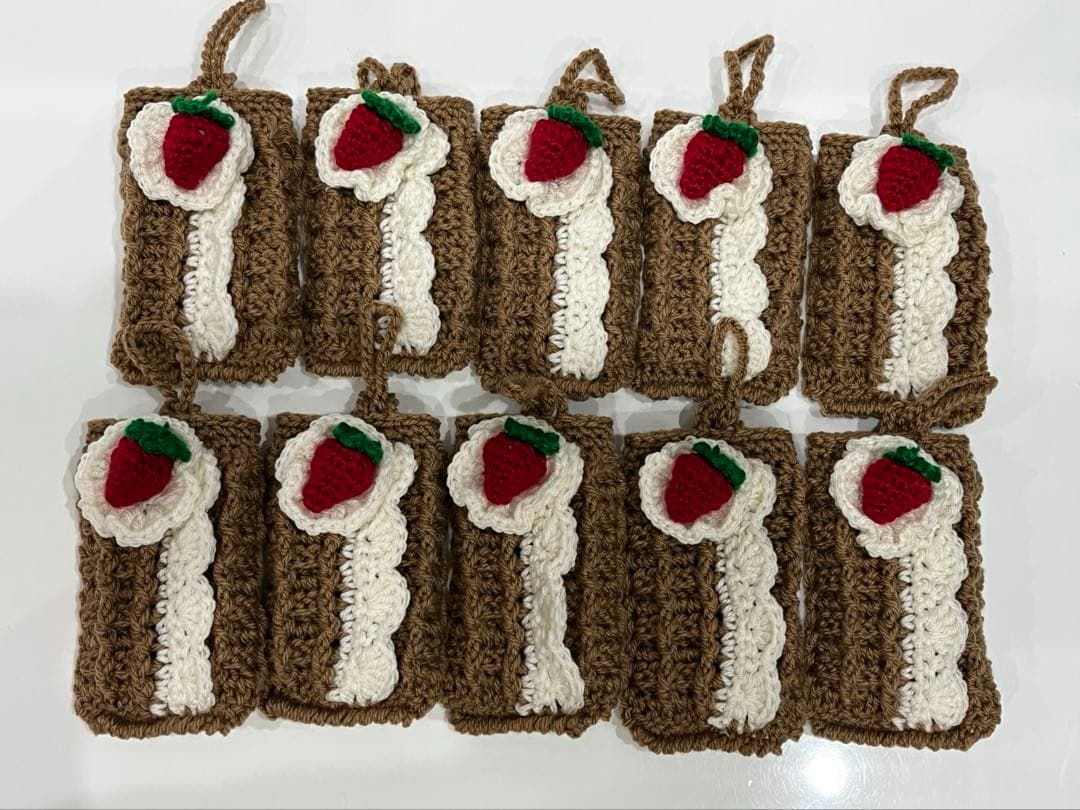 手編みポケットティッシュケース♡ワッフル　クリーム