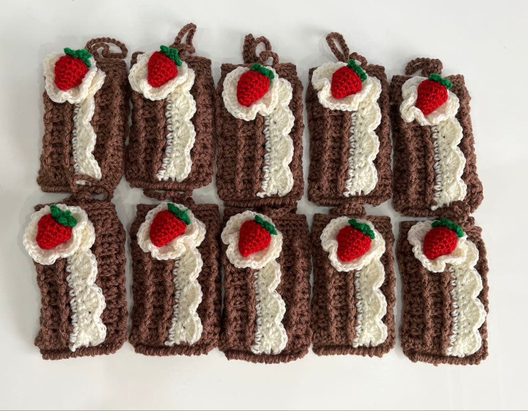 手編みポケットティッシュケース♡ワッフル　クリーム