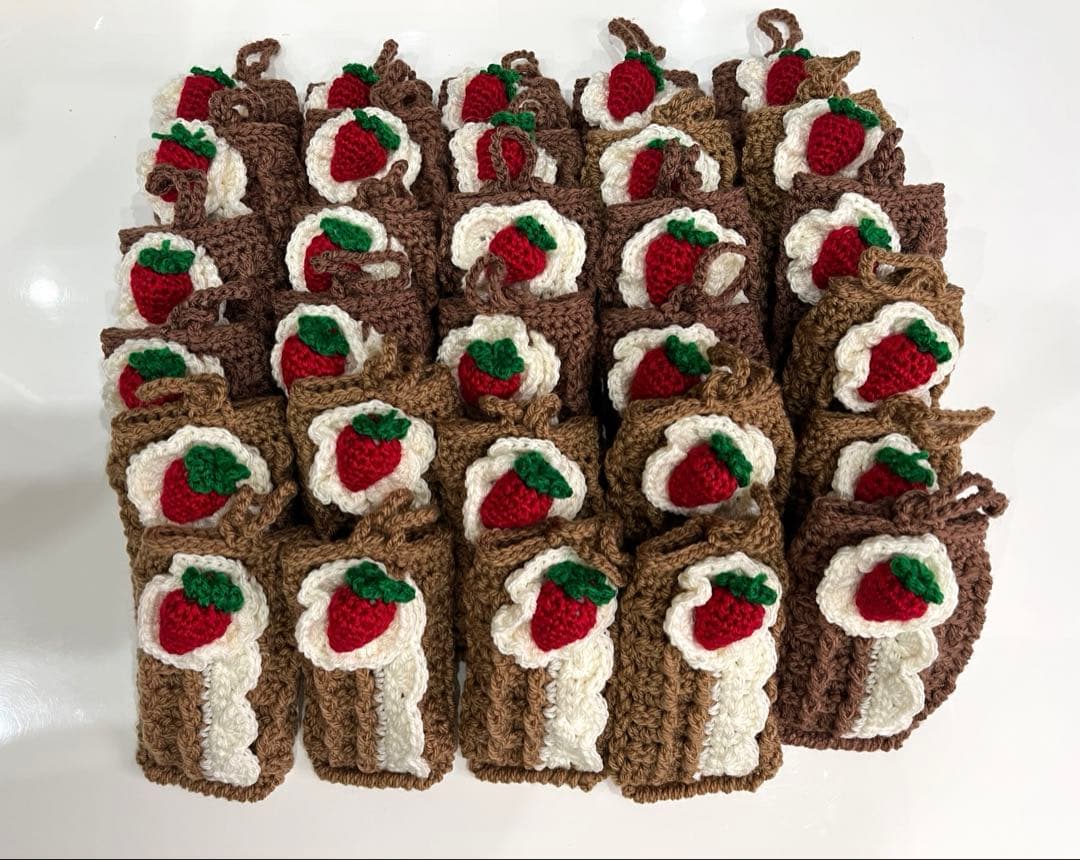 手編みポケットティッシュケース♡ワッフル　クリーム