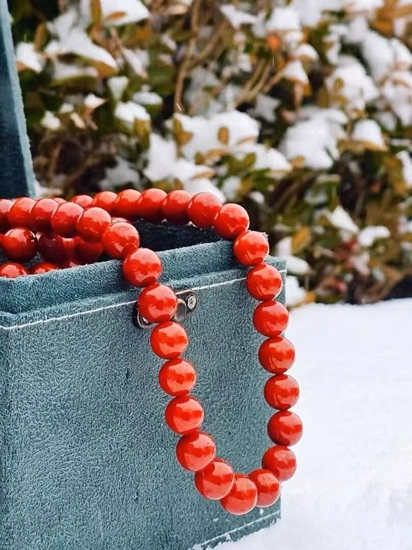 【新品】天然石 レッドアゲート（赤瑪瑙）ネックレス 大玉 幸運 魔除け