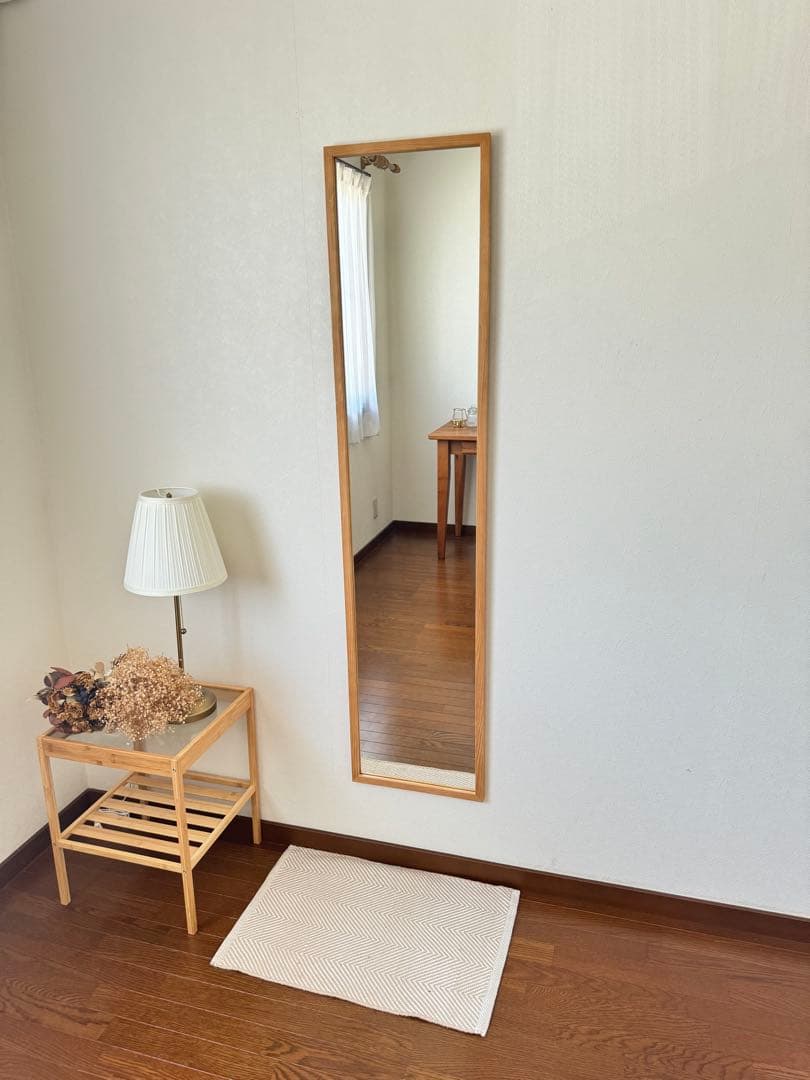 【日本製】全身鏡　立て掛け壁掛けミラー　アンティーク調