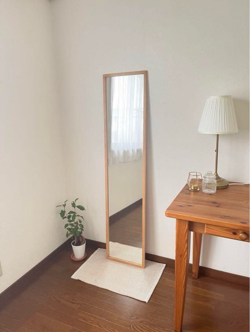 【日本製】全身鏡　立て掛け壁掛けミラー　アンティーク調