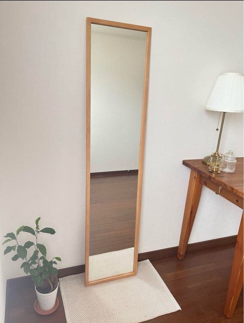 【日本製】全身鏡　立て掛け壁掛けミラー　アンティーク調