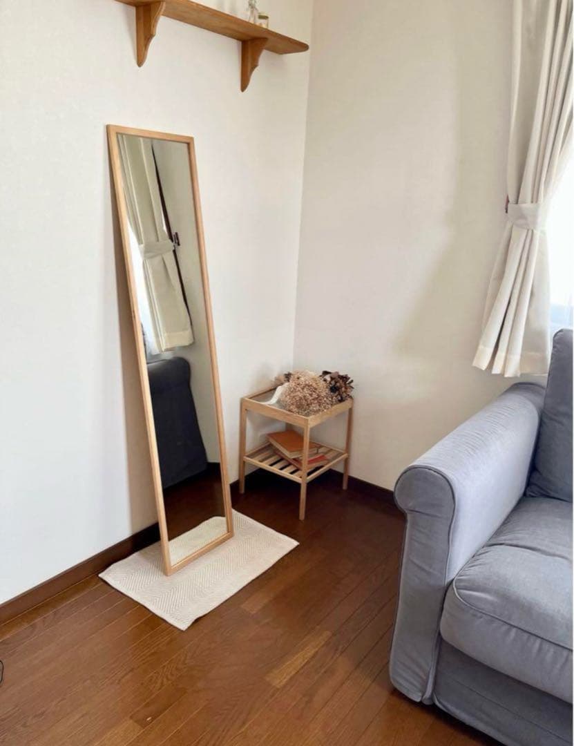 【日本製】全身鏡　立て掛け壁掛けミラー　アンティーク調