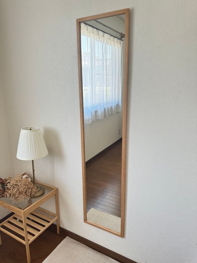 【日本製】全身鏡　立て掛け壁掛けミラー　アンティーク調