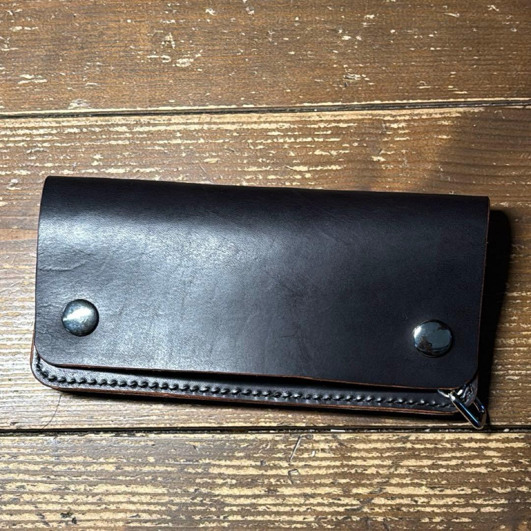 二段階右折様 茶芯ハンドメイドトラッカーウォレット