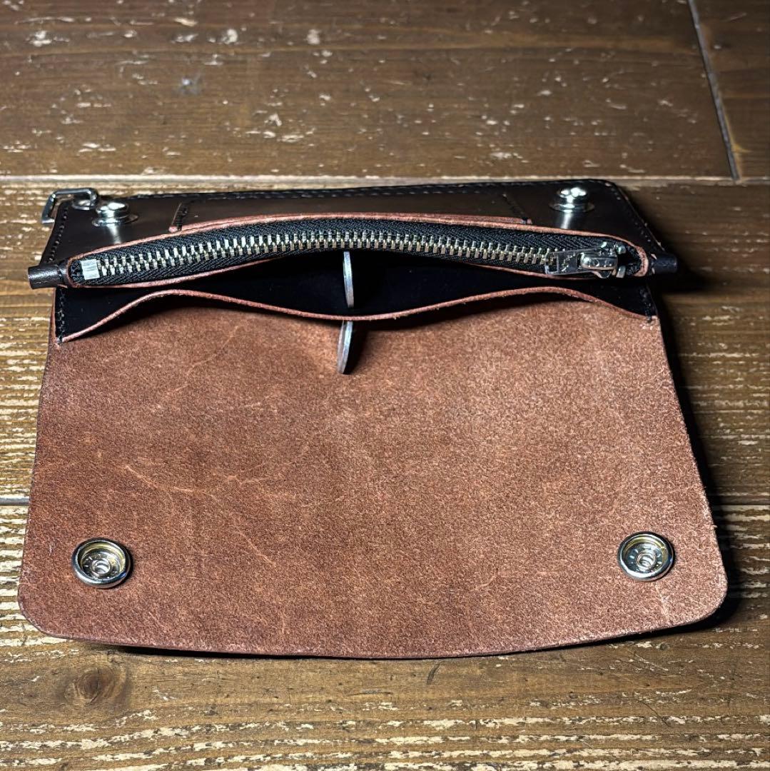 二段階右折様 茶芯ハンドメイドトラッカーウォレット