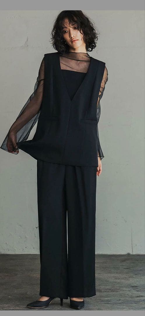 新品未使用 タグ付きGIRLシースルー袖 Vネック パーティードレス