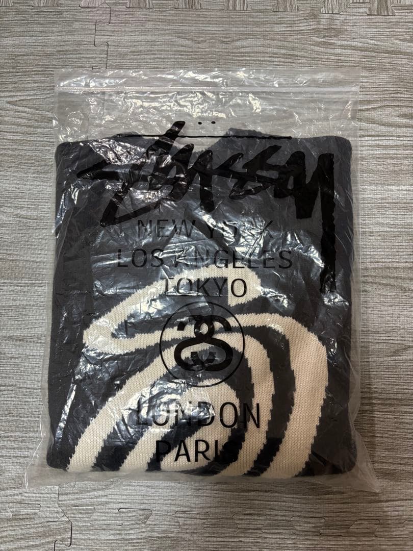 Stussy スワールロゴ ニットセーター L ブラック