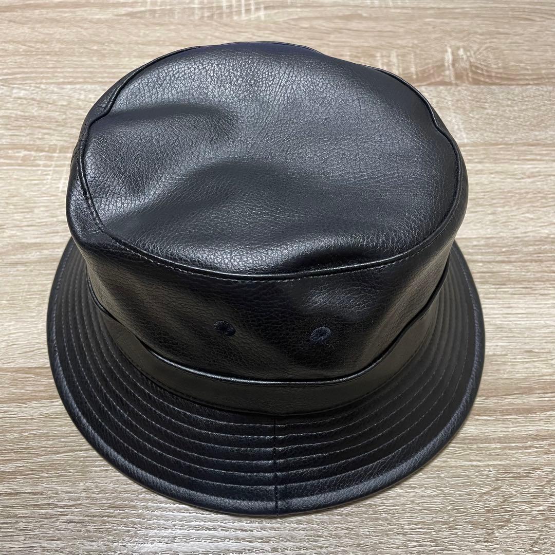 [美品]WTAPS ダブルタップス フェイクレザーバケットハット hat 黒