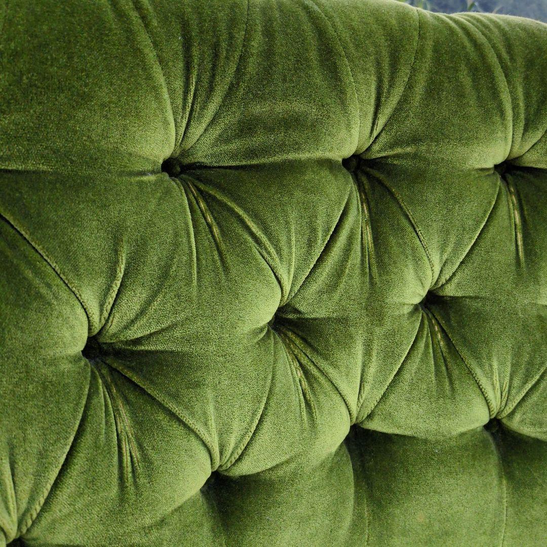 昭和レトロ オールド カリモク グリーン モケット コーナーソファ①ベルベット