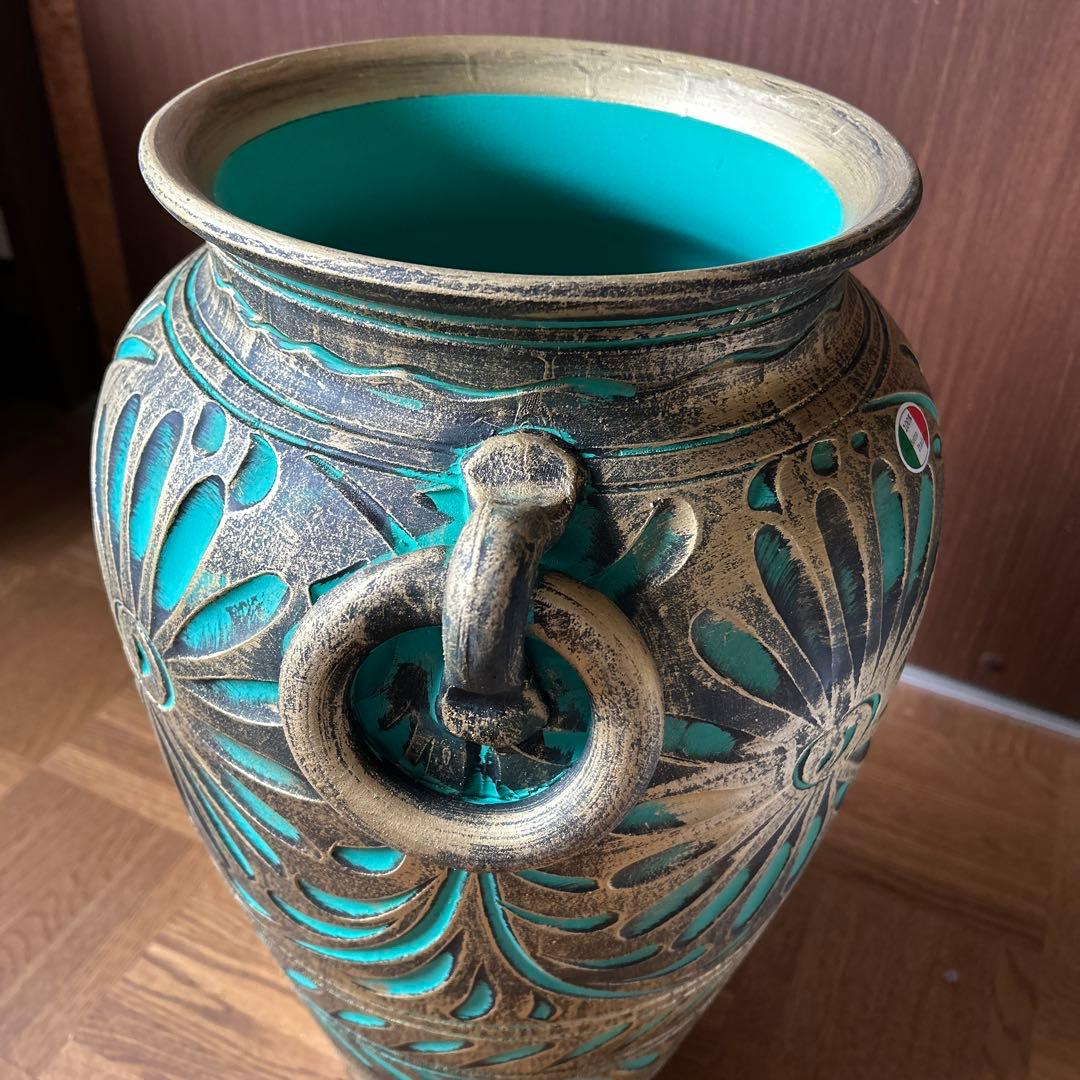 新品未使用　イタリア製傘立て　壺型　グリーン