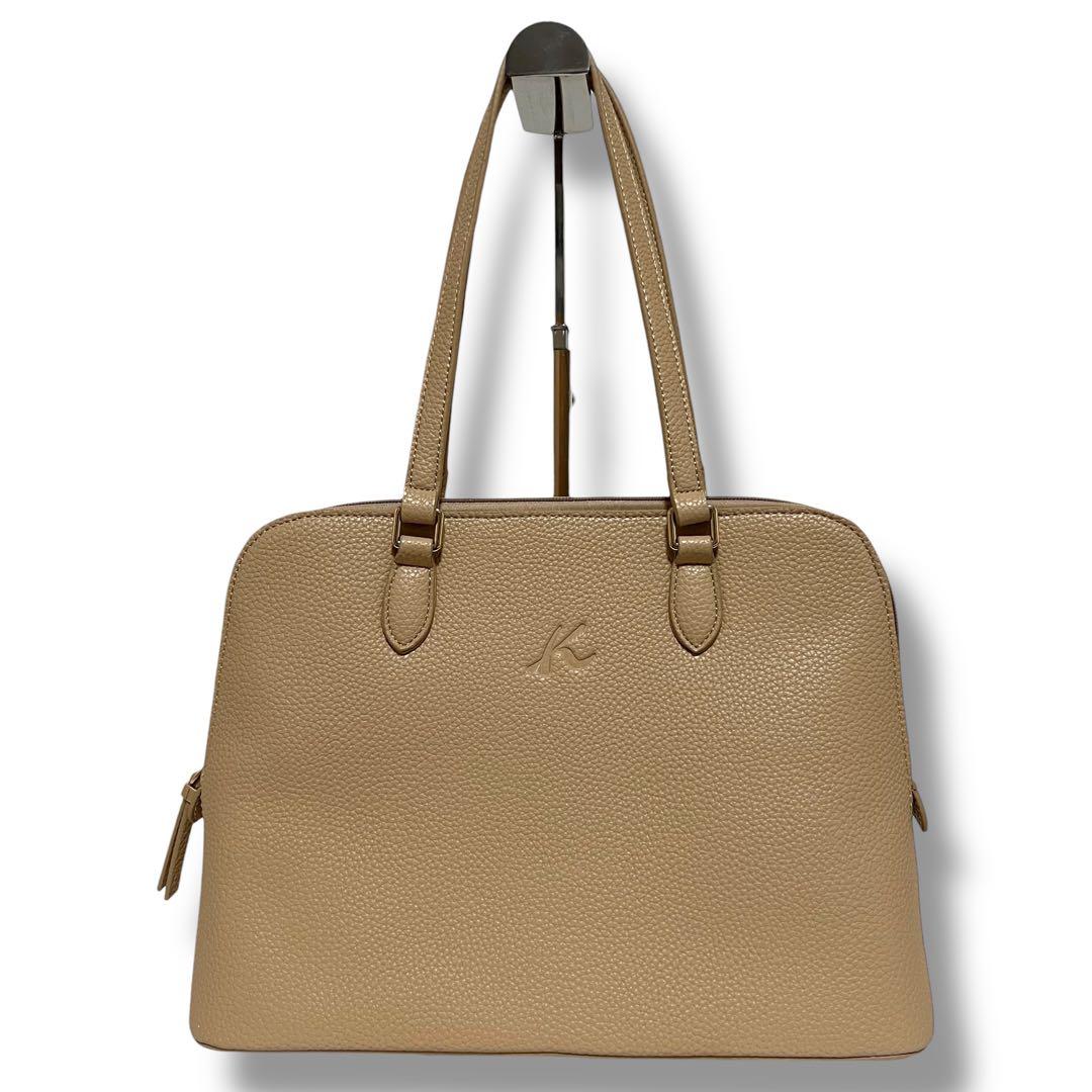 極美品 Kitamura ハンドバッグ レザー シボ革 本革 ベージュ 肩掛け