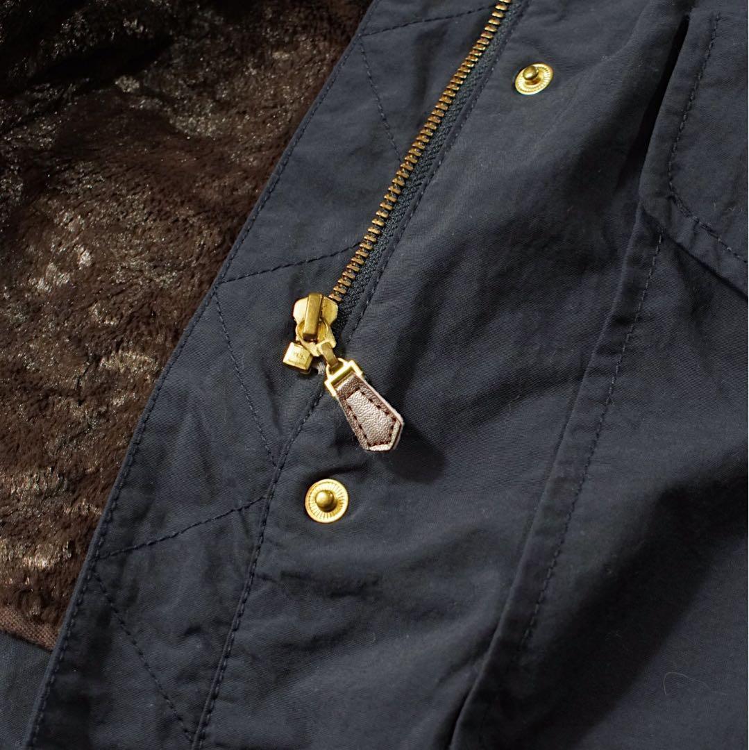 ラクーンファー《ef-de》モッズコート(11) ネイビー ライナー付き 裏ボア