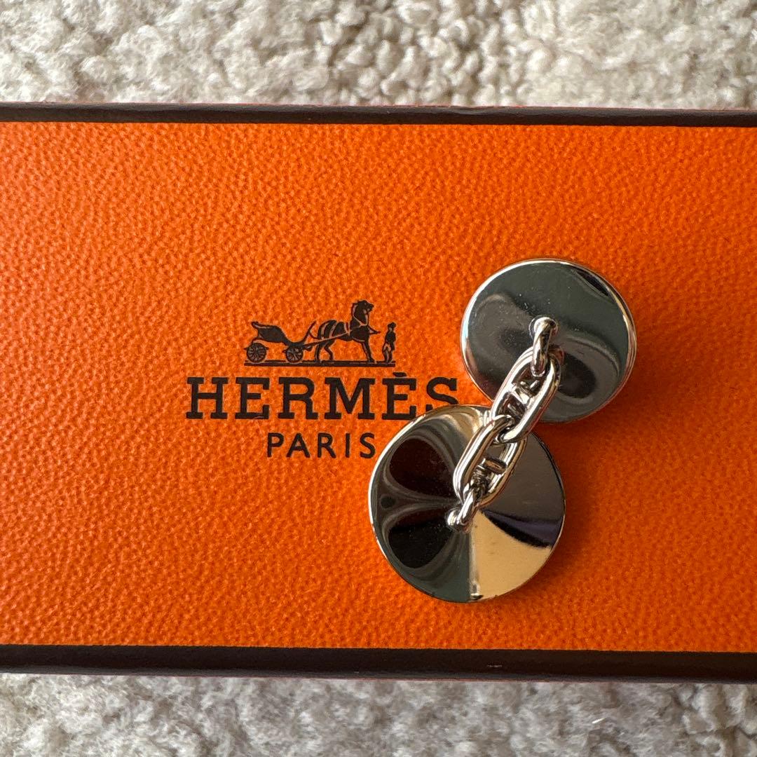 HERMES ブラック カフリンクス チェーン付き