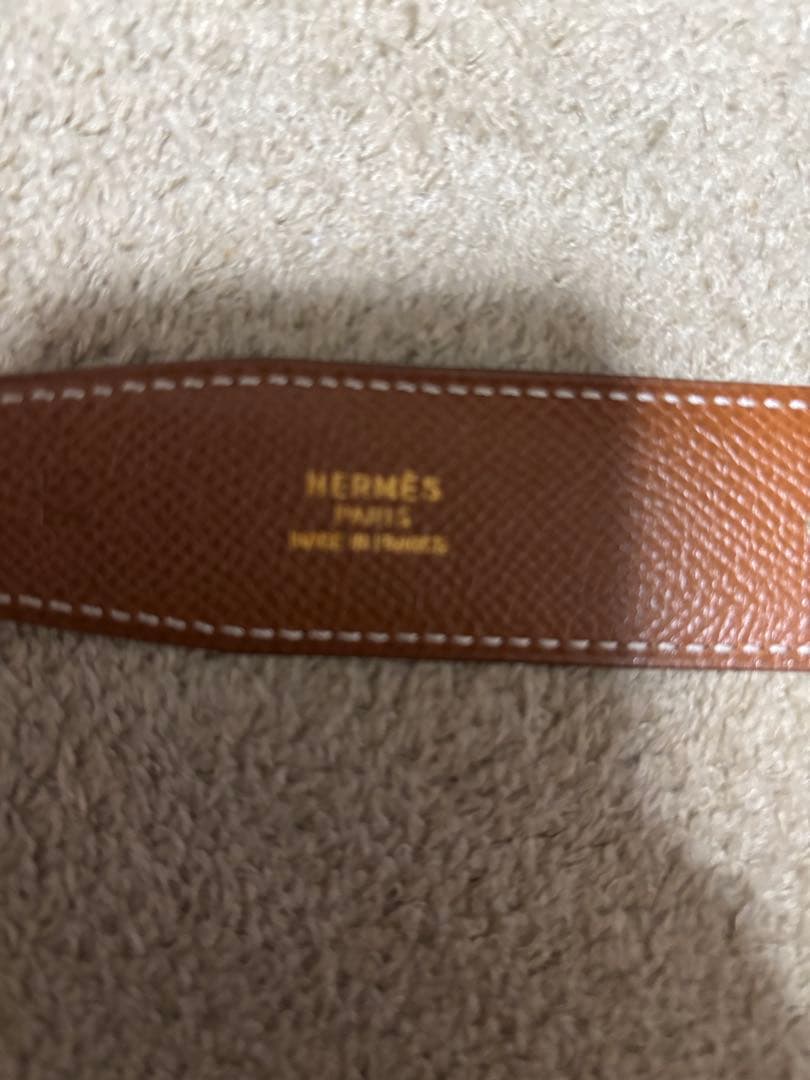 本日まで！新品HERMES レザーベルトリバーシブル ブラック　ゴールドH 75