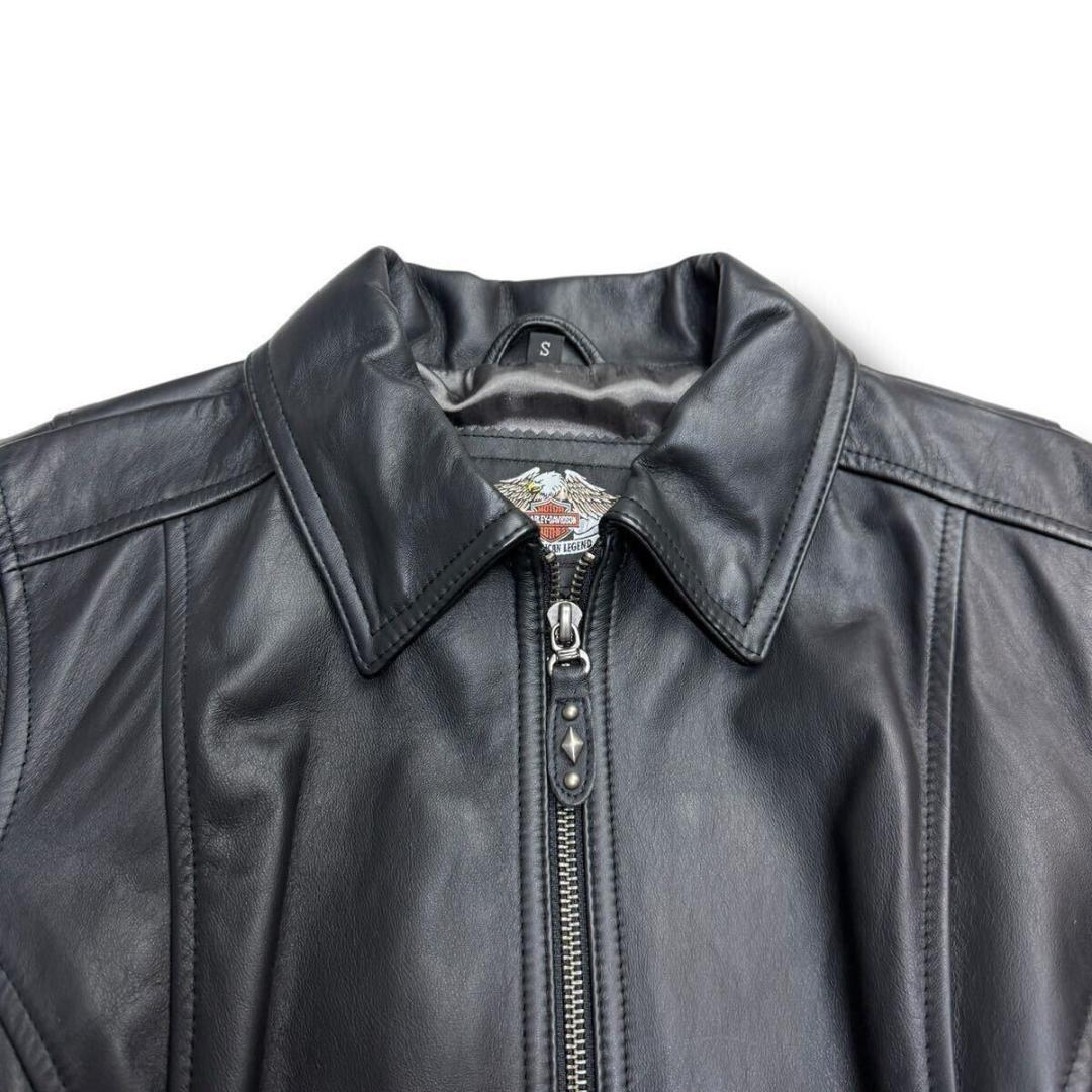 945【極美品】HARLEY DAVIDSON ライダースジャケット刺繍 黒