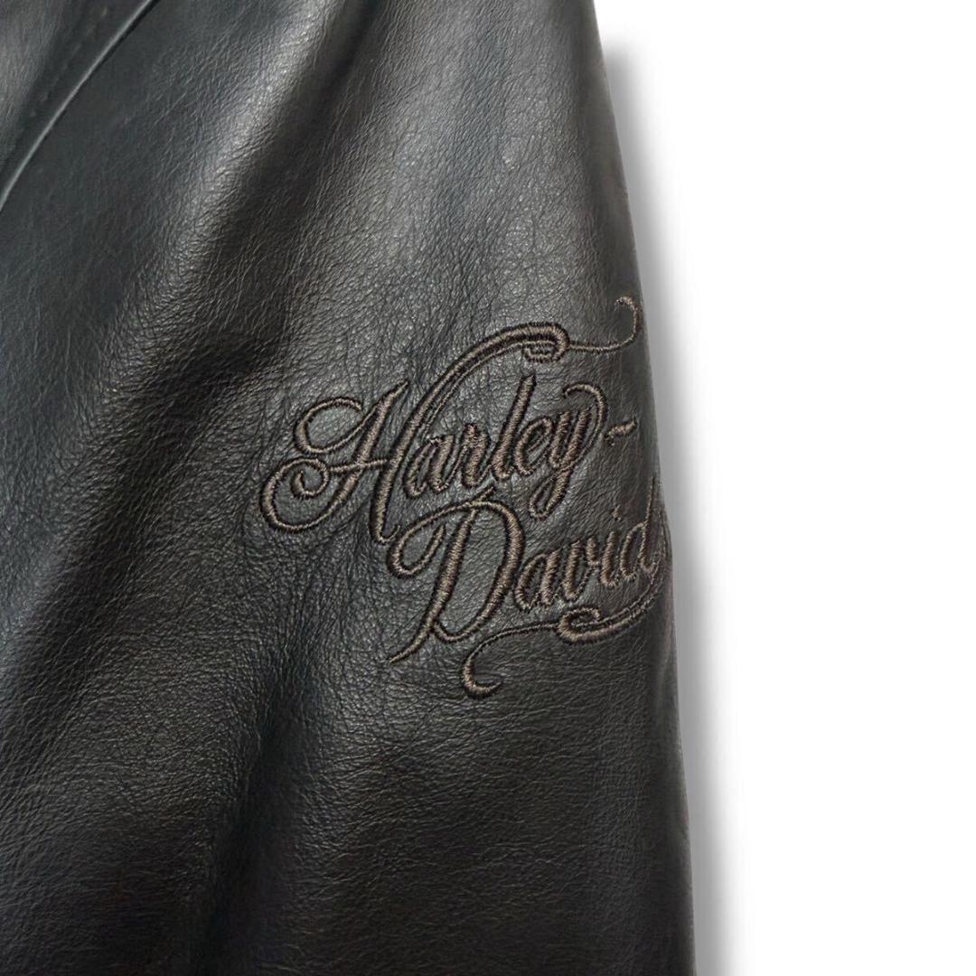 945【極美品】HARLEY DAVIDSON ライダースジャケット刺繍 黒
