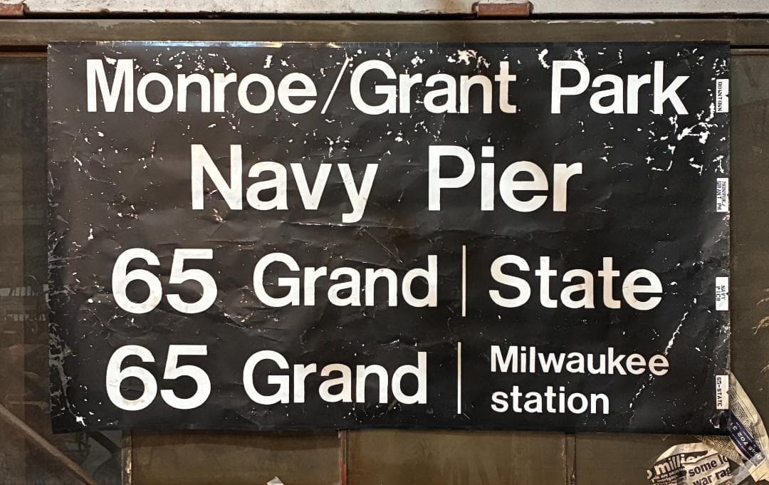 ◆Vintage◆バスロールサイン132×77.5cm シカゴ　CATバス路線