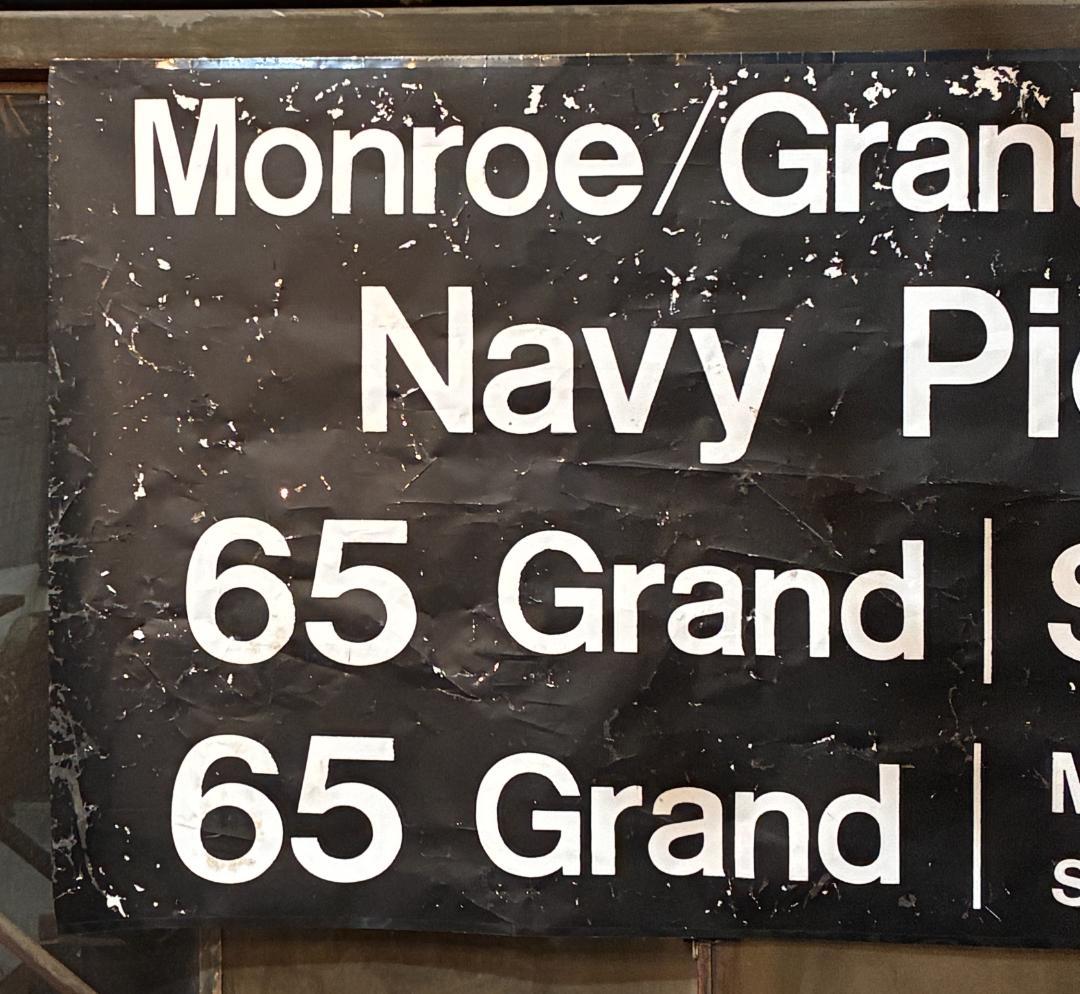 ◆Vintage◆バスロールサイン132×77.5cm シカゴ　CATバス路線