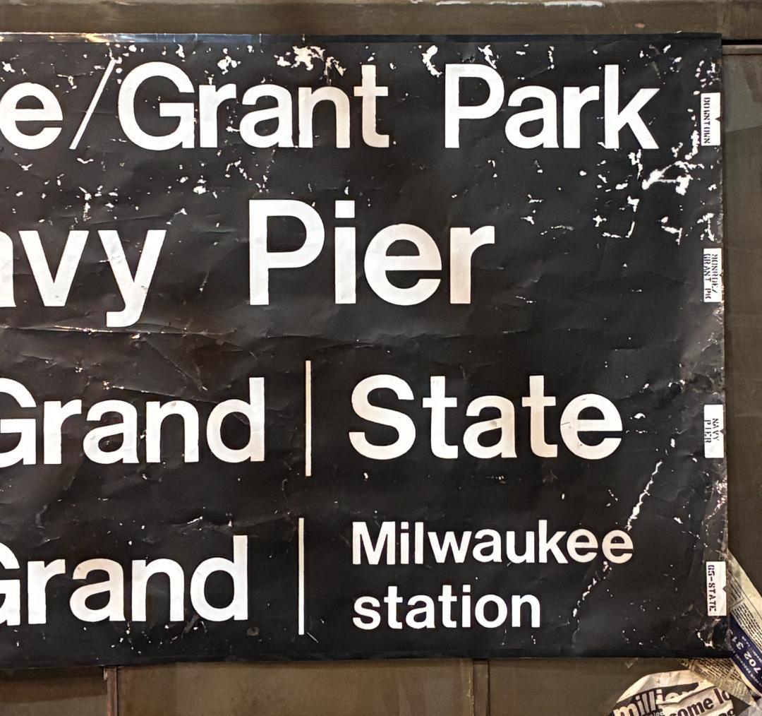 ◆Vintage◆バスロールサイン132×77.5cm シカゴ　CATバス路線