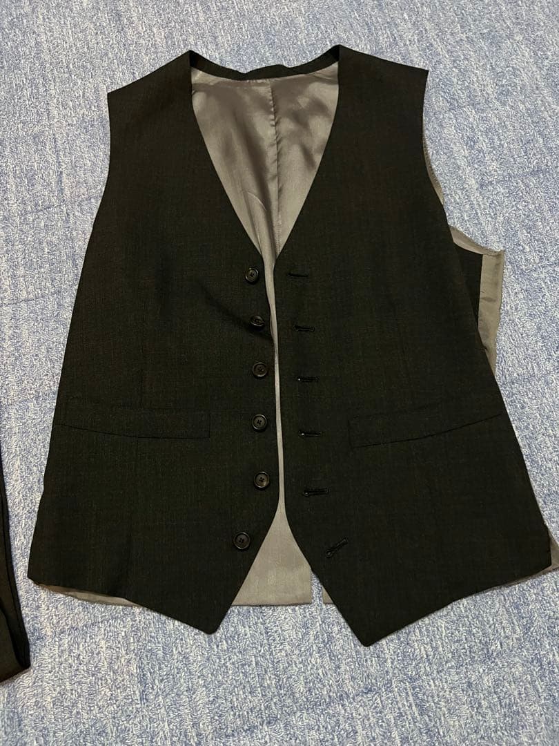 【美品】トゥモローランド カノニコ 3ピーススーツ チャコールグレー