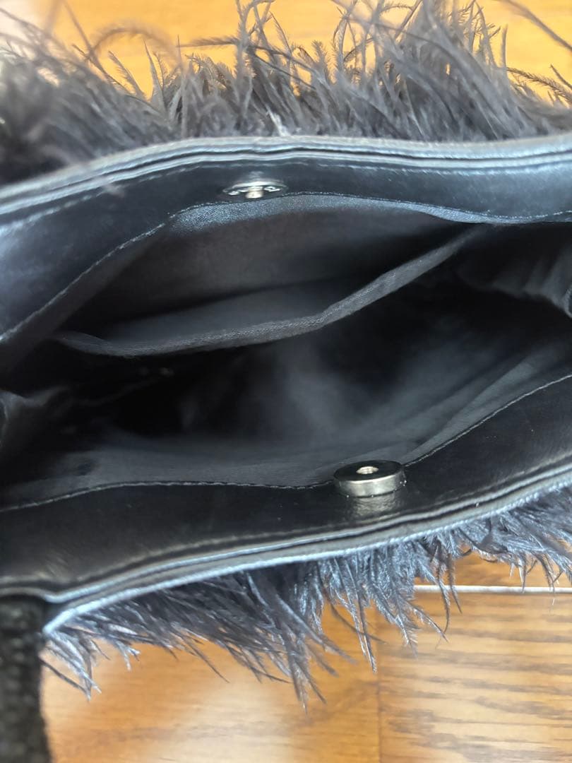 【GUCCI】グッチ ヴィンテージ ミニバッグ ファーバッグ フェザー ブラック