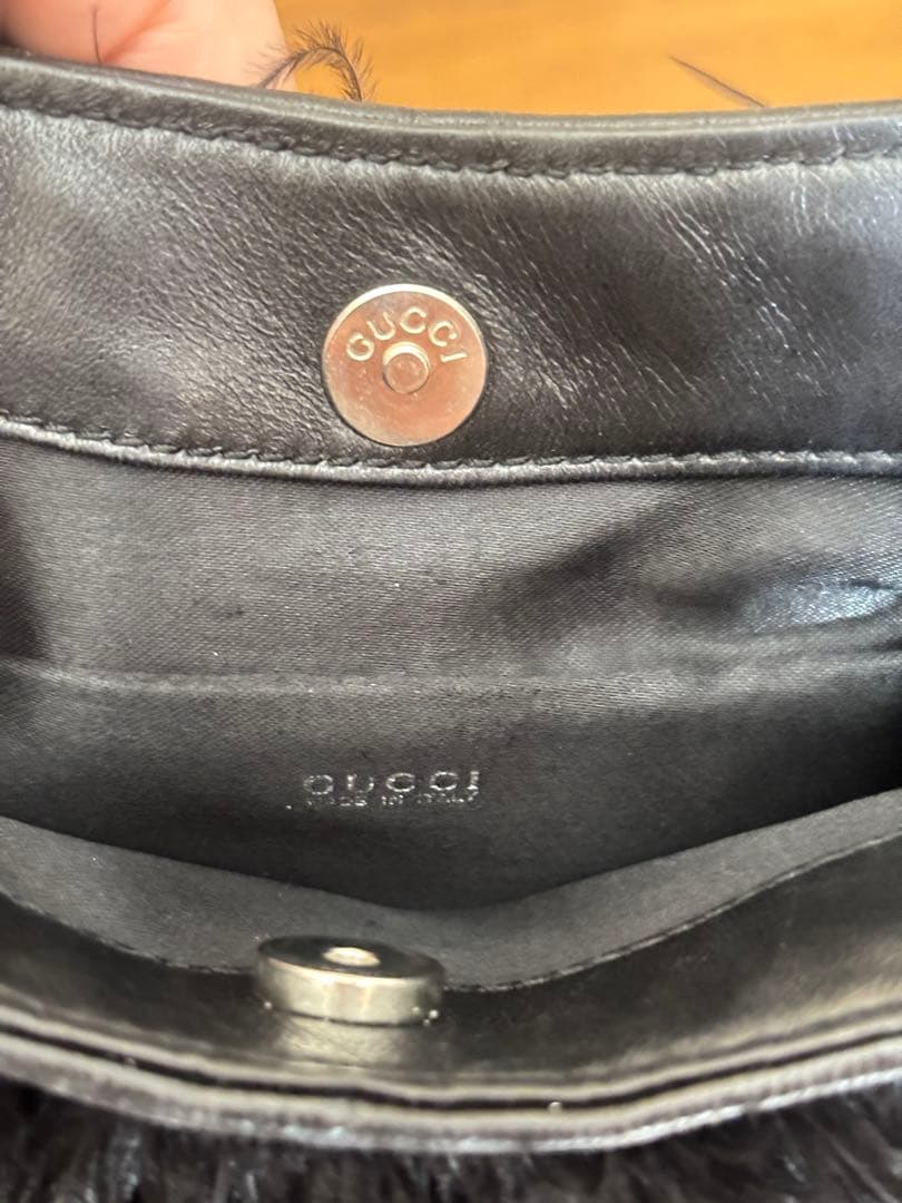 【GUCCI】グッチ ヴィンテージ ミニバッグ ファーバッグ フェザー ブラック