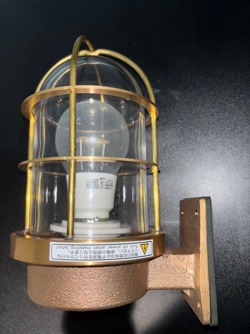 新品　松本船舶　マリンランプ　2号フランジ(ゴールド) 真鍮　LED電球付き